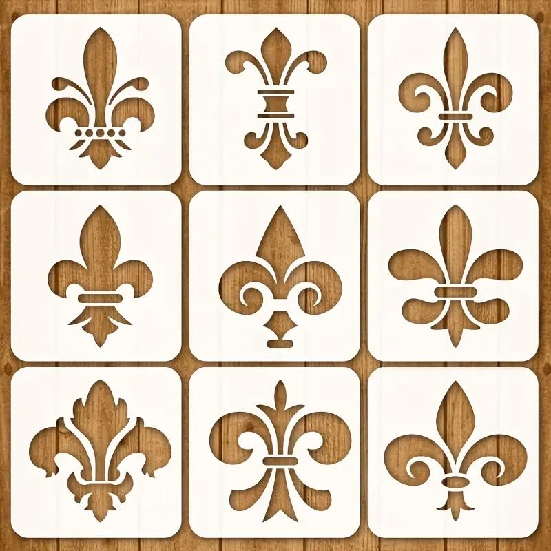 9 Pcs Irregular Flower Stencil Set – 3.94x3.94 Inch Reusable Painting Template – DIY Art & Craft Stencils for Walls, Canvas, Fabric, Journals, Scrapbooking, Home & Furniture Decoration